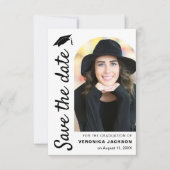 Moderne afstudeerfoto met boog save the date (Voorkant)