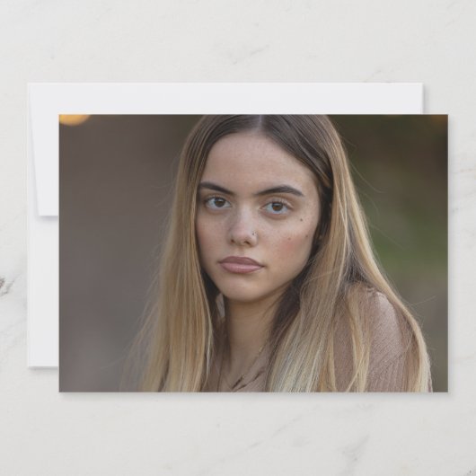 Moderne afstudeerfoto met gouden rand BBQ-feest Kaart (Achterkant)