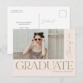 Moderne afstudeerfoto met vette letter graduate Pa Aankondigingskaart (Voorkant / Achterkant)