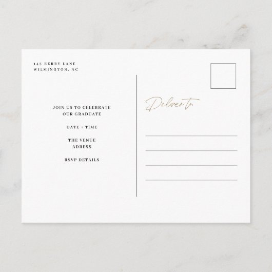 Moderne afstudeerfoto met vette letter graduate Pa Aankondigingskaart (Achterkant)