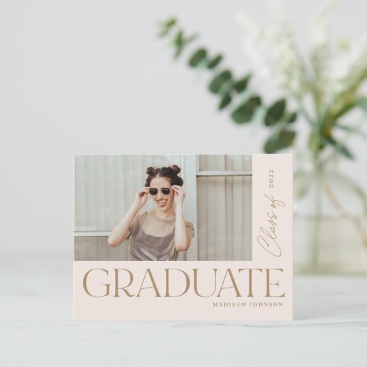 Moderne afstudeerfoto met vette letter graduate Pa Aankondigingskaart (Staand voorkant)