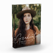 Moderne afstudeerfoto met witte script fotoblokken (Links)