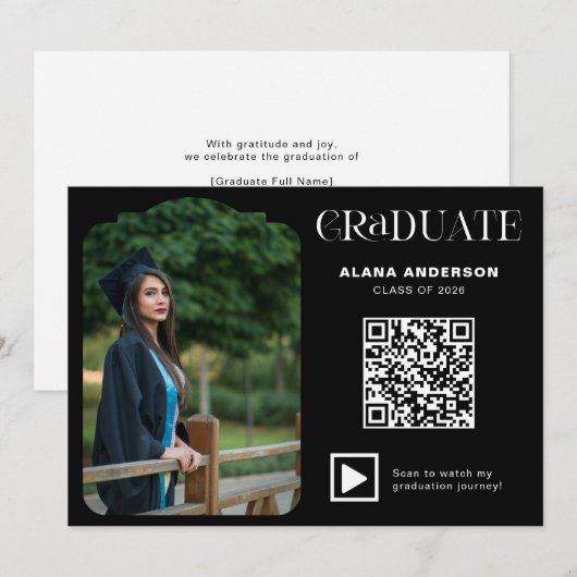 Moderne Afstudeerfoto QR-code Minimaal Arch Video Aankondiging (Voorkant / Achterkant)