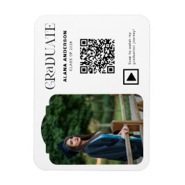 Moderne Afstudeerfoto QR-code Minimaal Arch Video Magneet