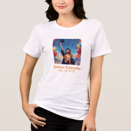 Moderne afstudeerfoto-sticker met gouden schrift Tri-Blend shirt