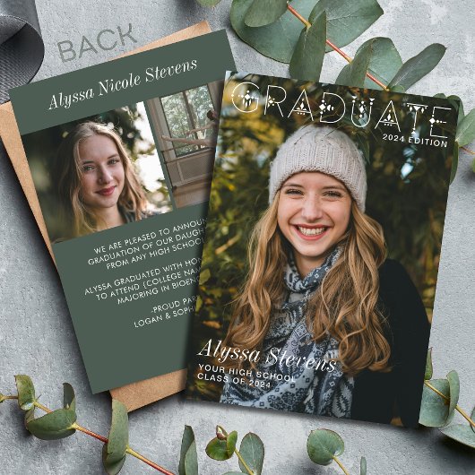 Moderne Afstudeerfoto Tijdschrift Cover Aankondiging