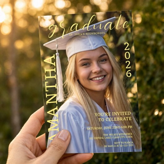 Moderne Afstudeerfoto Uitnodiging
