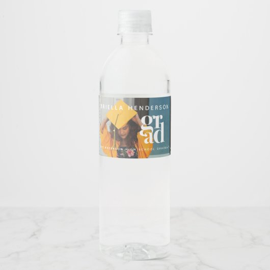 Moderne Afstudeerfoto Waterfles Etiket (Voorkant)