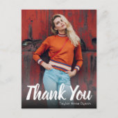 Moderne Afstudeerfoto Witte Script Bedankt Briefkaart (Voorkant)