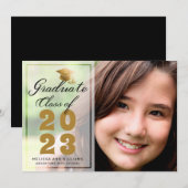 Moderne afstudeerfoto zwart goud schrift 2023 aankondiging (Voorkant / Achterkant)