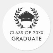Moderne afstudeerhoed Class of 2024 Afstuderen Ronde Sticker (Voorkant)