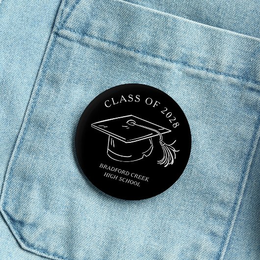 Moderne afstudeerhoed Doodle Klas van afstuderen Ronde Button 5,7 Cm