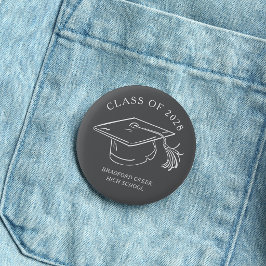 Moderne afstudeerhoed Doodle Klas van afstuderen Ronde Button 5,7 Cm