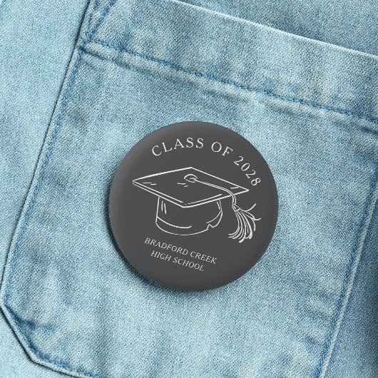 Moderne afstudeerhoed Doodle Klas van afstuderen Ronde Button 5,7 Cm