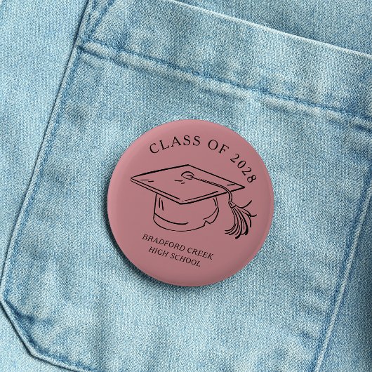 Moderne afstudeerhoed Doodle Klas van afstuderen Ronde Button 5,7 Cm