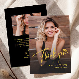 Moderne afstudeerhoed script eenvoudig foto afstud bedankkaart