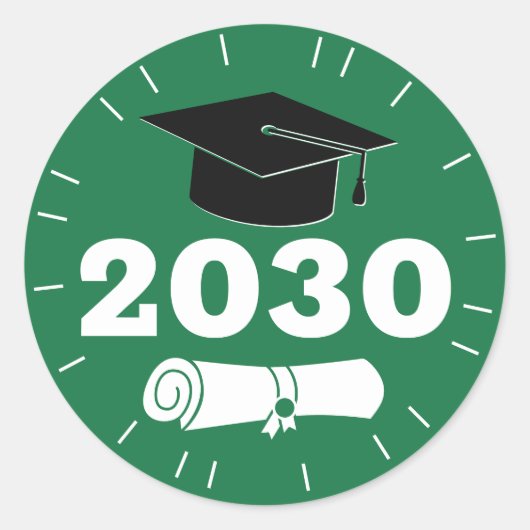 Moderne afstudeerjaar dop diploma groen ronde sticker (Voorkant)