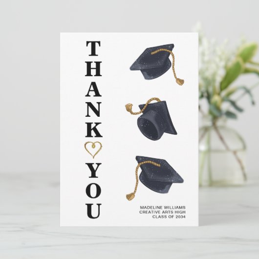 Moderne afstudeerkap Hartelijk dank Bedankkaart (Staand voorkant)