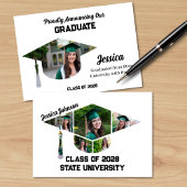 Moderne afstudeerkap vorm fotocollage aankondiging