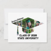 Moderne afstudeerkap vorm fotocollage bedankkaart (Voorkant)