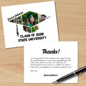 Moderne afstudeerkap vorm fotocollage bedankkaart