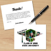 Moderne afstudeerkap vorm fotocollage bedankkaart