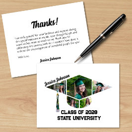 Moderne afstudeerkap vorm fotocollage bedankkaart