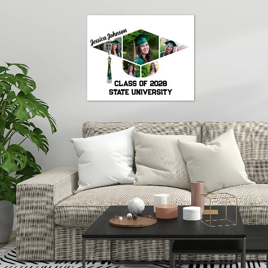 Moderne afstudeerkap vorm fotocollage poster