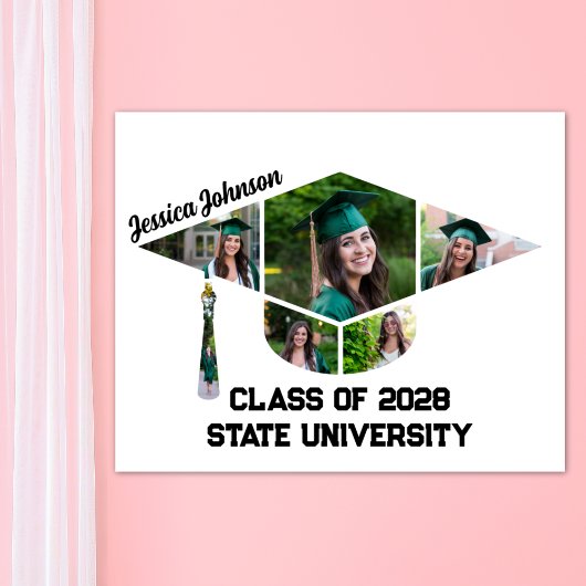 Moderne afstudeerkap vorm fotocollage poster