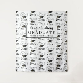 Moderne Afstudeerklas PATROON Black en Wit Wandkleed