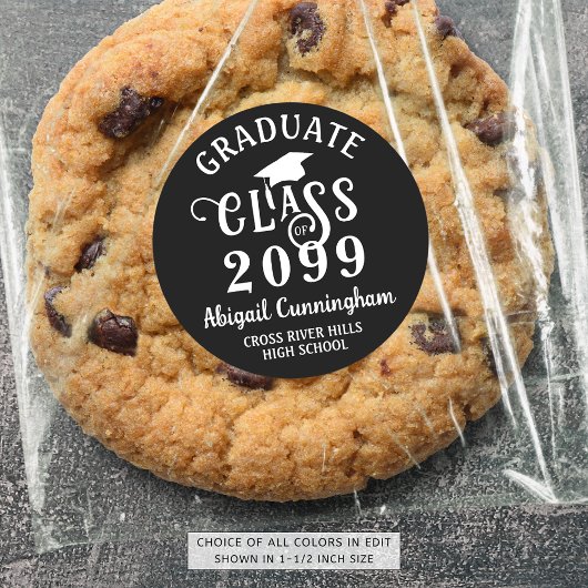 Moderne Afstudeerklasse Fancy Jaar Aangepaste Kleu Ronde Sticker