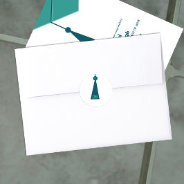 Moderne afstudeerkwast enveloppe zegel sticker