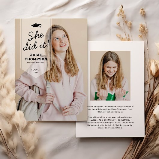 Moderne afstudeerlint foto afstuderen aankondiging