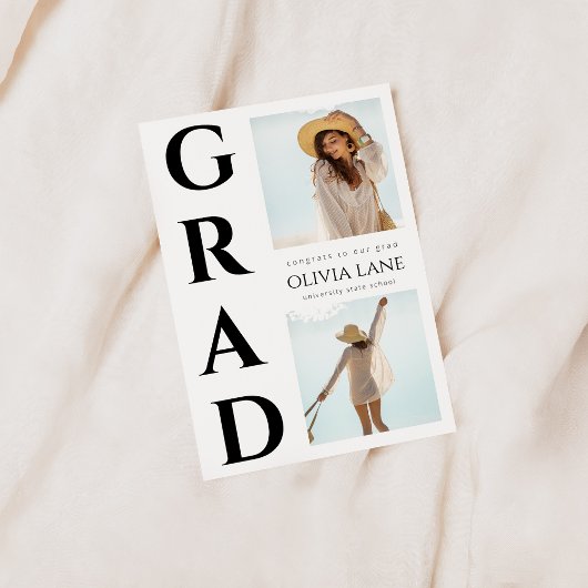 Moderne Afstudeeruitnodiging met Foto Kaart