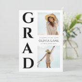 Moderne Afstudeeruitnodiging met Foto Kaart (Staand voorkant)