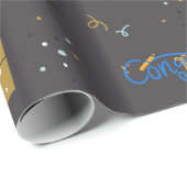 Moderne afstudeierviering Gefeliciteerd Patroon Cadeaupapier (Rol Hoek)