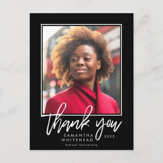 Moderne Afstuderen 2022 Foto zwart - Hartelijk dan Briefkaart (Voorkant)