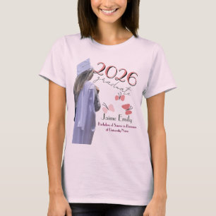 Moderne Afstuderen 2026 Roze Foto T-shirt
