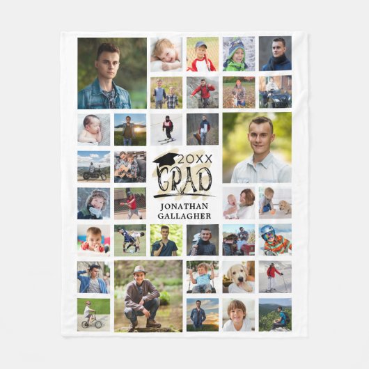 Moderne Afstuderen 35 Fotocollage AFSTUDEERDER Fleece Deken (Voorkant)