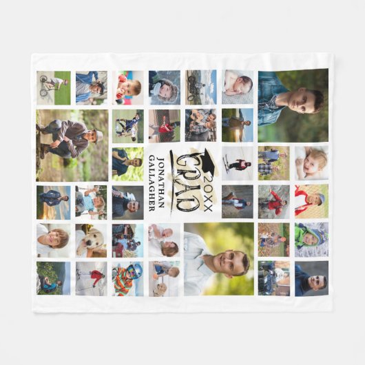 Moderne Afstuderen 35 Fotocollage AFSTUDEERDER Fleece Deken (Voorkant (Horizontaal))