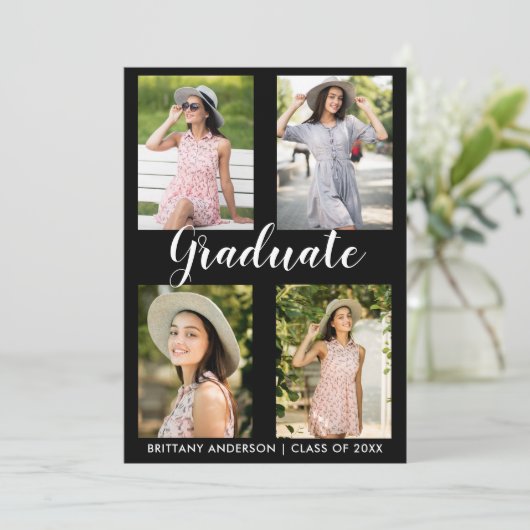 Moderne Afstuderen 4 Fotoaankondigingskaart Aankondiging (Staand voorkant)