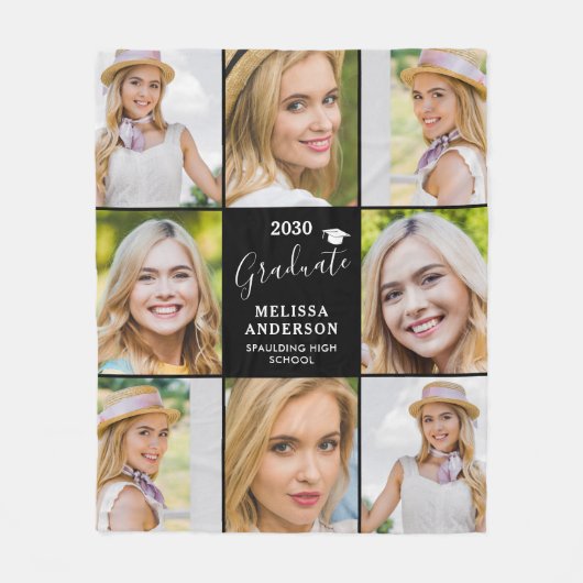 Moderne Afstuderen 8 Fotocollage Afstuderen zwart Fleece Deken (Voorkant)