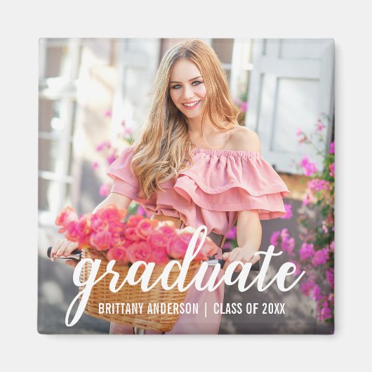 Moderne  Afstuderen Aankondiging Foto Sq Magneet (Voorkant)