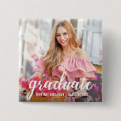 Moderne  Afstuderen Aankondiging Foto Vierkante Button 5,1 Cm (Voorkant)