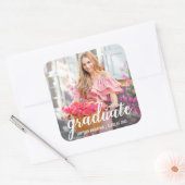 Moderne Afstuderen Aankondiging Foto Vierkante Sticker (Envelop)