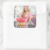 Moderne Afstuderen Aankondiging Foto Vierkante Sticker (Tas)