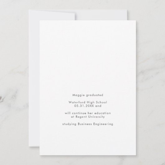 Moderne afstuderen aankondiging in 2023 (Achterkant)