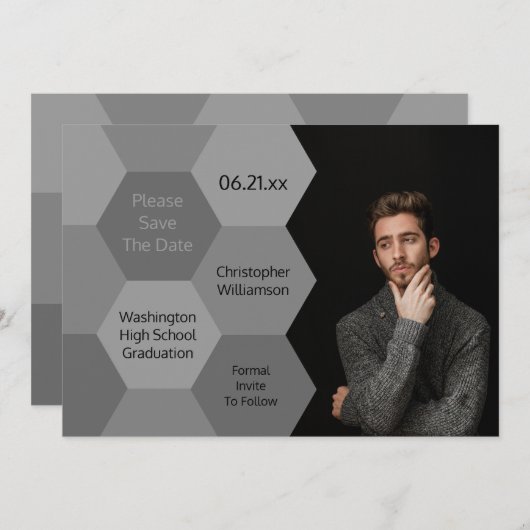 Moderne Afstuderen Abstract grijs sparen de Datum Kaart (Voorkant / Achterkant)