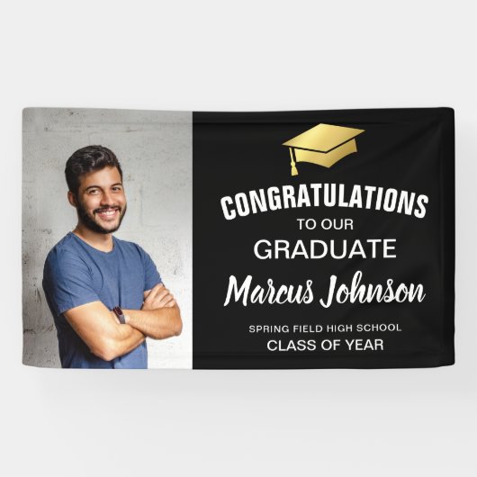 Moderne Afstuderen banner voor gefeliciteerde foto (Horizontaal)
