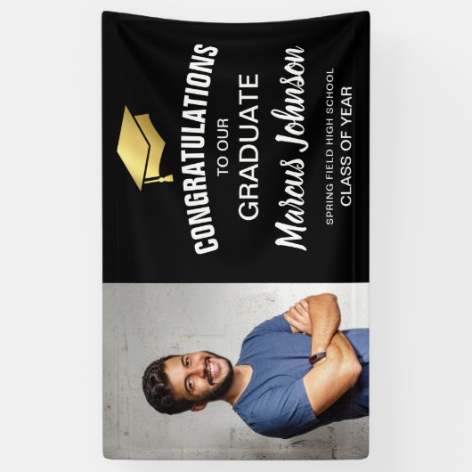 Moderne Afstuderen banner voor gefeliciteerde foto (Verticaal)